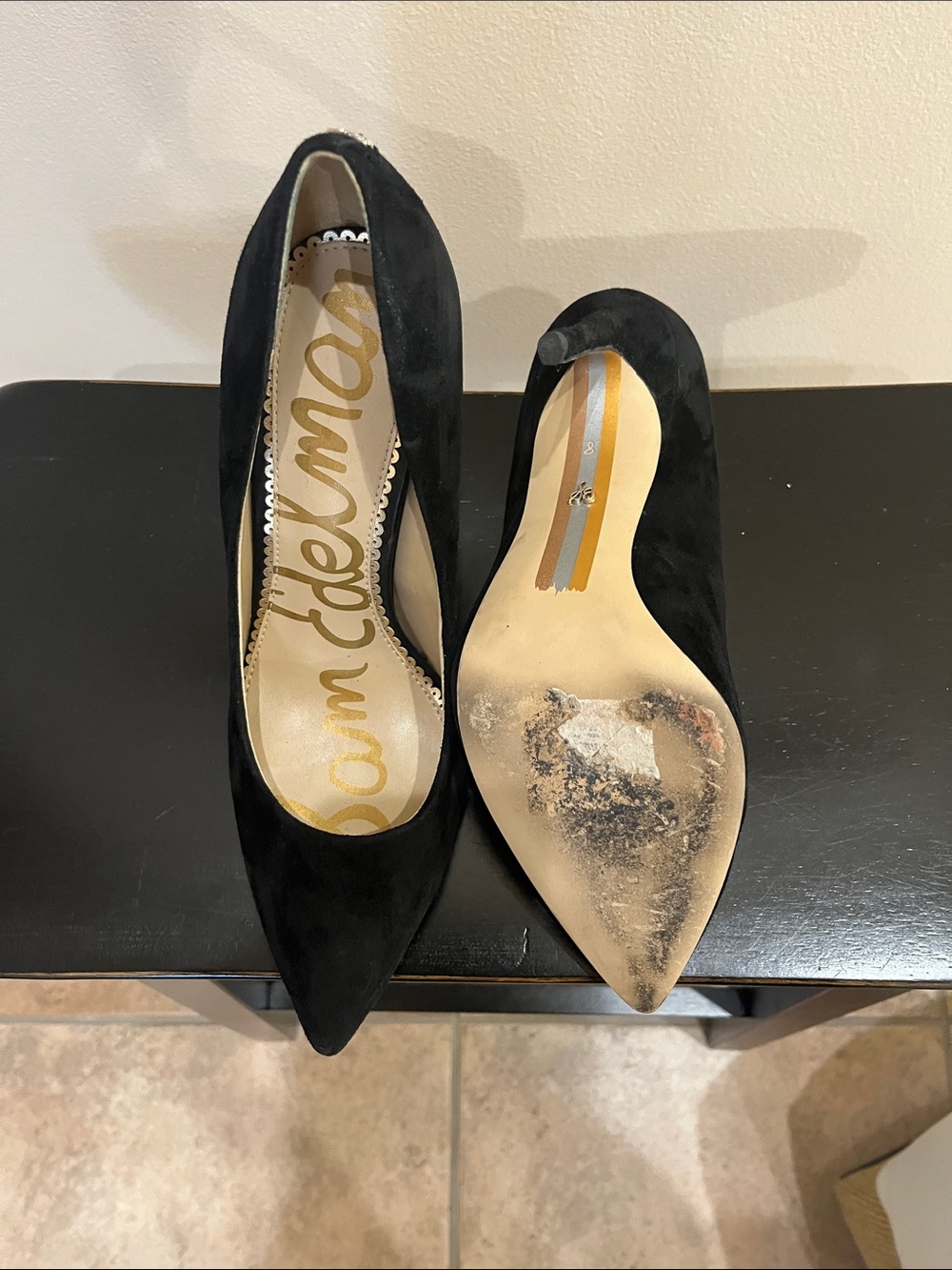 Sam Edelman Danna Classic Black Suede Pointed-Toe Stiletto Pumps - Picture 10 of 12